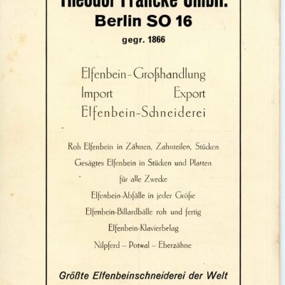 Vorschau: Sonderausstellung “Elfenbein in Tempelhof. Spuren kolonialer Ausbeutung im Franckepark”